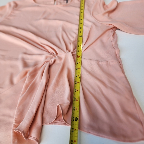 Cream 3/4 Sleeve Asymmetrical Tie Front Tunic - Picture 10 of 12